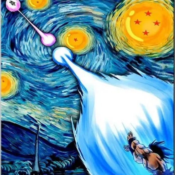 Starry Night Goku Vegeta Anime Poster Wall Art