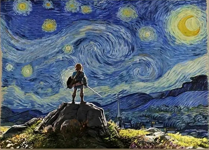 Link, Zelda, artwork, video game art, The Legend of Zelda, grass, sky,  stars, night