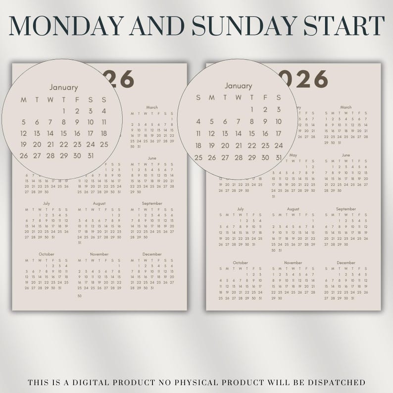 2026 Planer und Kalender, PDF A4, Printable, Digital - Etsy.de