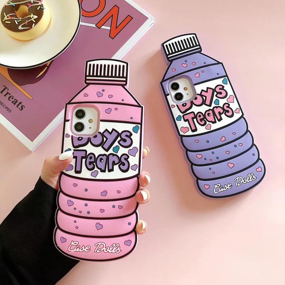 Boy Tears Cartoon Water Bottle iPhone 15 14 13 12 11 Pro Max Phone Case iPhone XS Max Phone Case