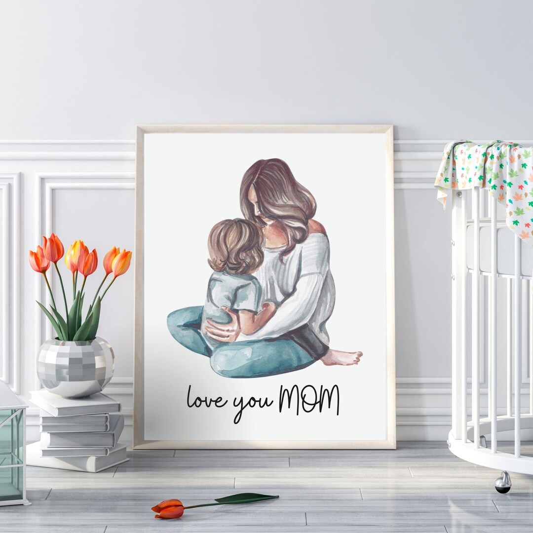 Mother's Day Gift for Mom From Son, Wall Art for Mother With Baby ...