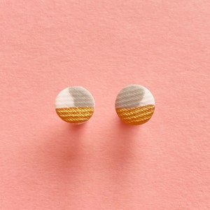 Tiny porcelain and gold lustre ear studs