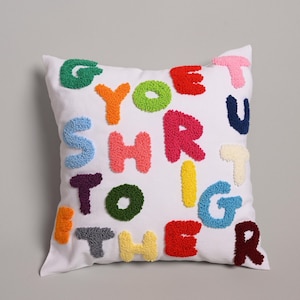 Get Your Sht Together Punch Needle Pillow, Cotton Throw Pillow, Decorative Sofa Pillow, Cushion Cover,Funny Pillowcase,Fun Home Decor Cover image 1