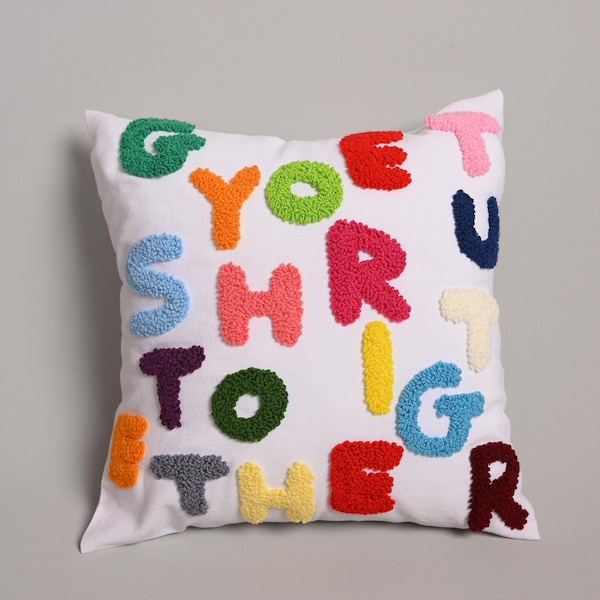 Get Your Sh*t Together Punch Needle Pillow, Cotton Throw Pillow, Decorative Sofa Pillow, Cushion Cover,Funny Pillowcase,Fun Home Decor Cover