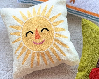 Cute Sun Punch Needle Pillow, Throw Pillow, Decorative Sofa Pillow,Cushion Cover,Kid Room Decor,Baby Room Decor, Nursery Gift, Gift for Baby