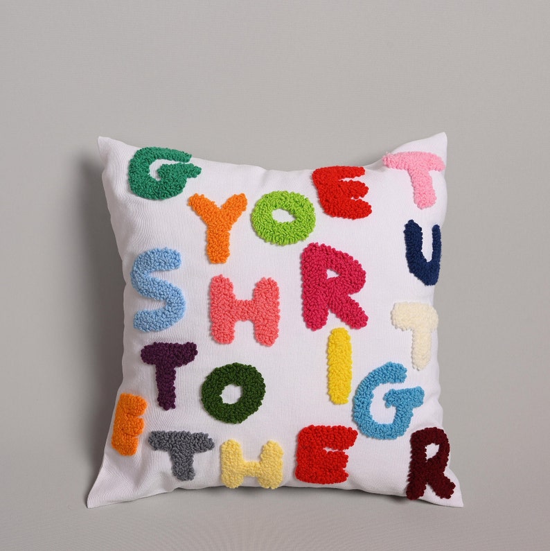 Get Your Sht Together Punch Needle Pillow, Cotton Throw Pillow, Decorative Sofa Pillow, Cushion Cover,Funny Pillowcase,Fun Home Decor Cover image 2