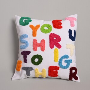 Get Your Sht Together Punch Needle Pillow, Cotton Throw Pillow, Decorative Sofa Pillow, Cushion Cover,Funny Pillowcase,Fun Home Decor Cover image 3