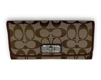 Coach Signature Vintage Brown Monogram Long Fold Wallet - “Safa”