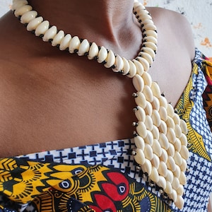Cowrie Shell Necklace, with Black Cord, Authentic Jewelry - African Jewelry - Handmade Jewelry - Gift for her - Gift Ideas