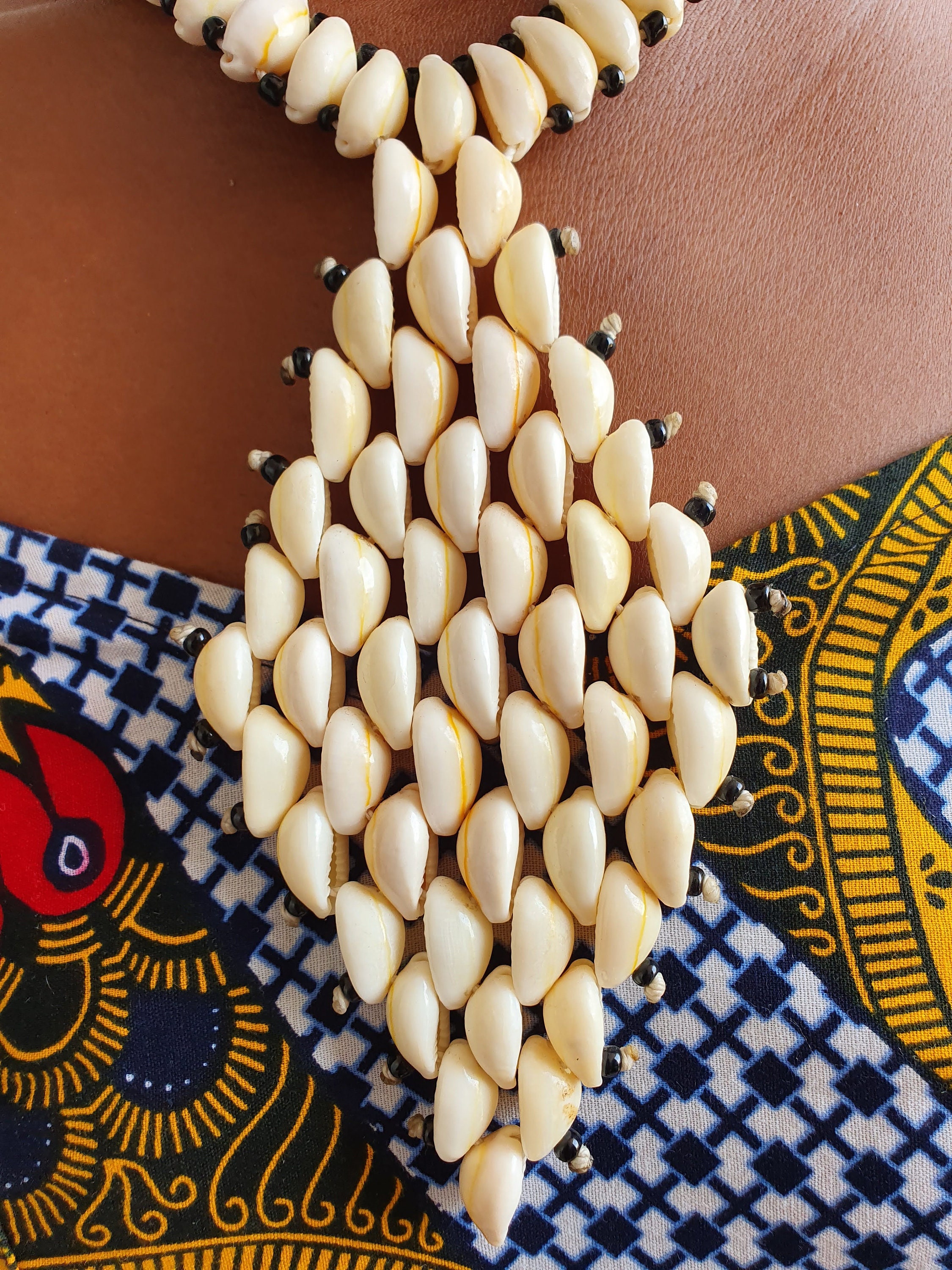 Cowrie Shell Necklace, With Black Cord, Authentic Jewelry - African ...