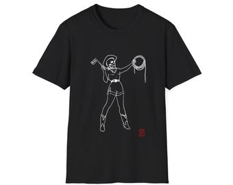 Cowboy Skeleton Pin-up T-Shirt - black