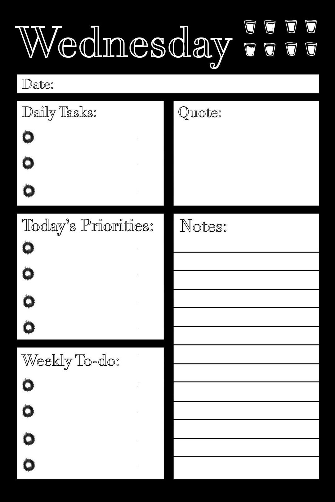 Daily Task Organizer Digital Download Weekly Pack Organizer - Etsy
