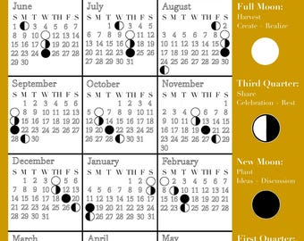 NEW! 2025-2026 Lunar Calendar - Digital Download- Moon Planner- Calendar Organizer