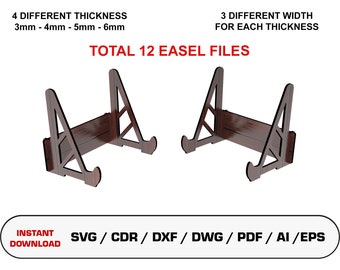 Easel Display SVG DXF PDF Plate Stand Glowforge Easel Stand Laser Cut Files Digital Download Vectorel File Instant
