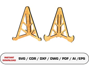 Easel Display Laser Cut File, Plate Stand, Glowforge Wood Laser Cut Files Digital Download Vectorel File Instant SVG DXF