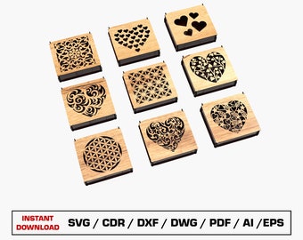 Archivo de corte láser para caja de regalo decorativa de madera, joyero con tapa, archivos vectoriales para madera, archivos de corte Glowforge, SVG, DXF, DWG, caja de corte láser.