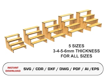 Cupcake Stand  Shelf Retail Counter Display Stand  Display Shelves  Laser Cut File  Multi Material  Glowforge SVG DXF PDF