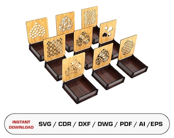 Decorative Jewelry Box Laser Cut Svg Files, Gift Box With Lid, Vector Files For Wood Glowforge cut files, SVG DXF DWG