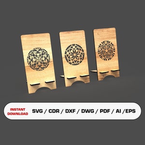 Phone Stand SVG Laser Cut File, Laser Cut Phone Holder, SVG Files For Wood Laser Cutting   Glowforge cut files, Dxf files for laser