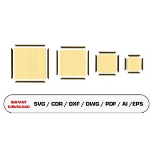 Pliki do cięcia laserowego Square Frames SVG Pakiet kwadratowych ramek Wystrój domu PDF AI Glowforge Cyfrowy plik ramki do cięcia laserowego Natychmiastowe pobieranie