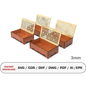 Dekorative Schmuckschatulle Laser Cut Rechteckschachtel, Geschenkbox mit Deckel, Vektordateien für Holz Glowforge-Schnittdateien, SVG, DXF, DWG
