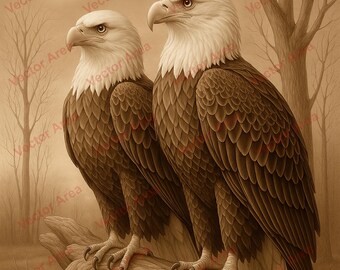 Bald Eagle Pair Laser Engraving File PNG, Bald Eagle Laser Engrave File, PNG Files For Wood Glowforge files, PNG File For Laser, Laser Burn