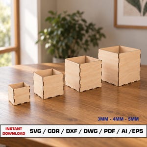 Cube Box Laser Cut File, Open Box Laser File, Gift Boxes, Toy Boxes, Storage Box, Vector Files For Wood Glowforge cut files, SVG DXF DWG