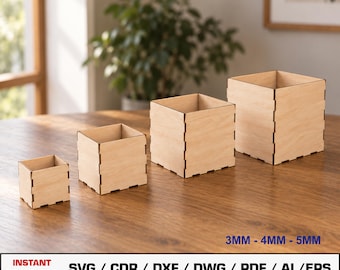 Laserschnittdatei für Würfelboxen, Laserschnittdatei für offene Boxen, Geschenkboxen, Spielzeugboxen, Aufbewahrungsboxen, Vektordateien für Holz-Glowforge-Schnittdateien, SVG, DXF, DWG