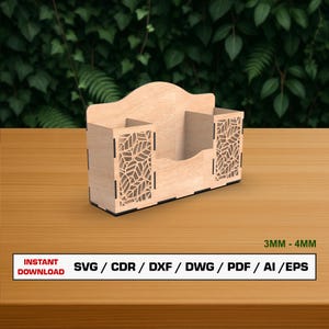Pencil Holder Laser Cut File, Desktop Organizer, SVG Files For Wood Laser Cutting, Glowforge cut files, Dxf files for laser, Xtool File