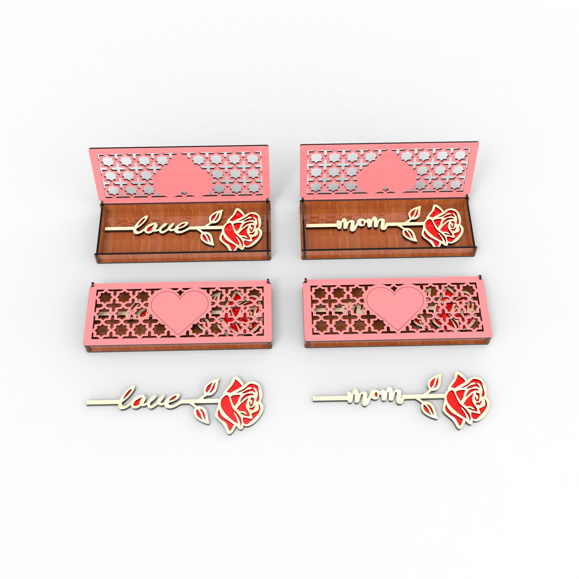Boxed Flower Gift Laser Cut Files SVG, Rose, Mother Gift, Laser Cut ...