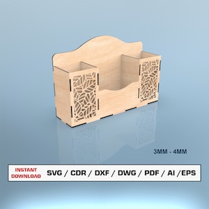 Porta-lápis Arquivo de corte a laser, Organizador de mesa, Arquivos SVG para corte a laser de madeira, Arquivos de corte Glowforge, Arquivos Dxf para laser, Arquivo Xtool