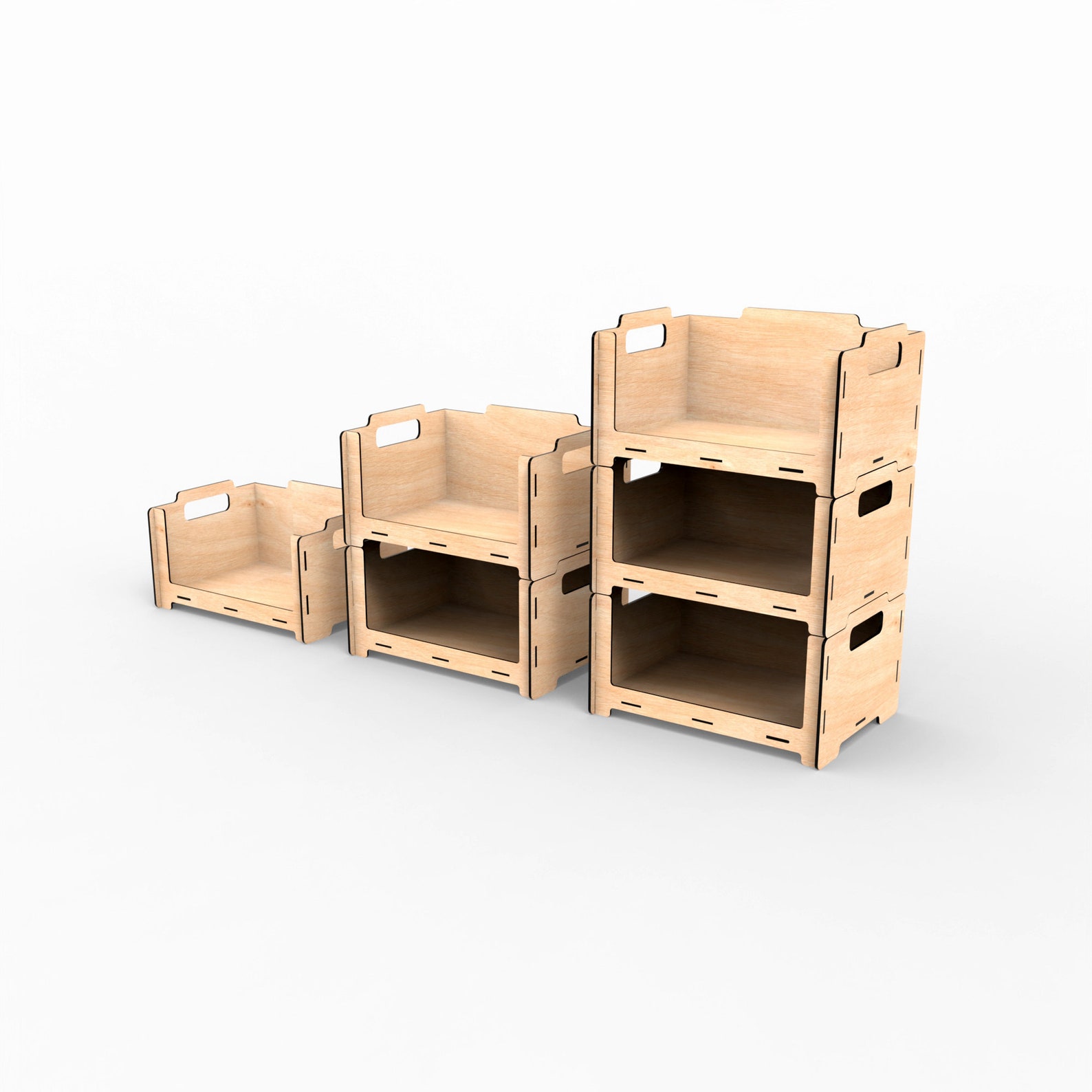 Stackable Storage Box Laser Cut Files SVG, Stackable Wooden Crate, Wood ...