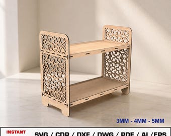 Lasergeschnittene SVG-Datei für Präsentationsständer, dekoratives Regal, modernes Regal, Sofort-Download (DXF, AI, EPS, PDF, Glowforge-Datei)