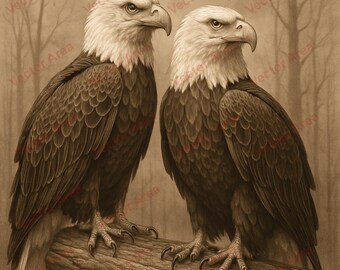 Bald Eagle Pair Laser Engraving File PNG, Bald Eagle Laser Engrave File, PNG Files For Wood Glowforge files, PNG File For Laser, Laser Burn