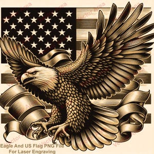 Eagle Laser Engraving File, US Flag Laser Engrave File, Bald Eagle, Flying Eagle, PNG Files For Wood Glowforge files, PNG File For Laser