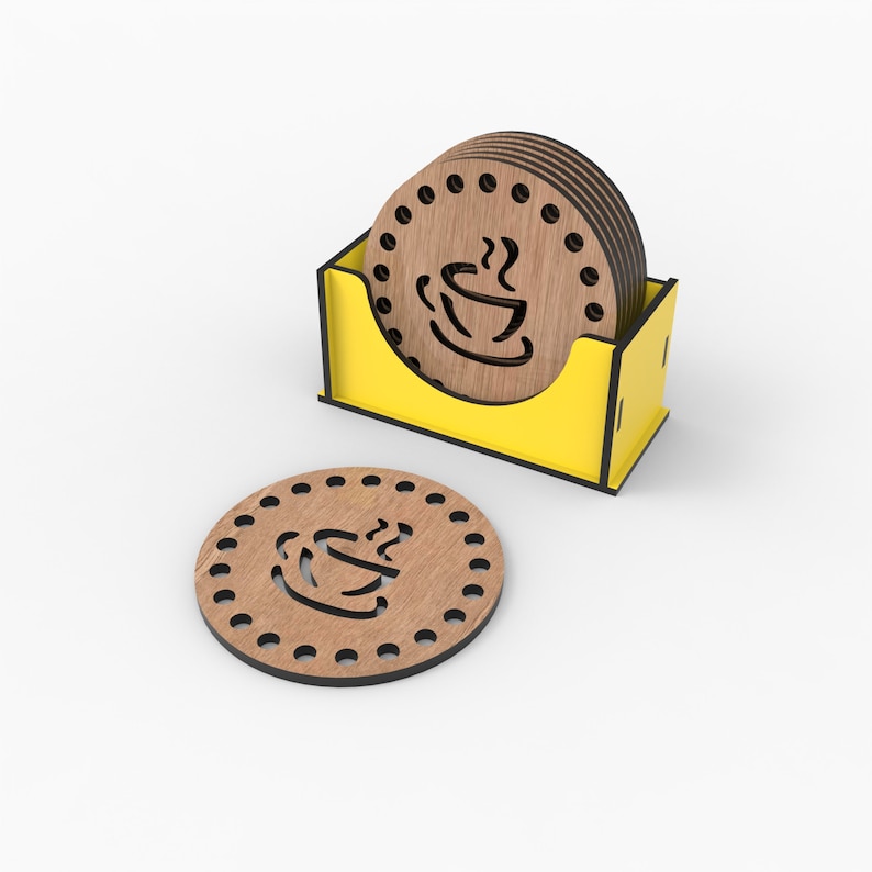 Coaster Laser Cut File SVG, Coasters With Box, Wood Box, Vector Files ...