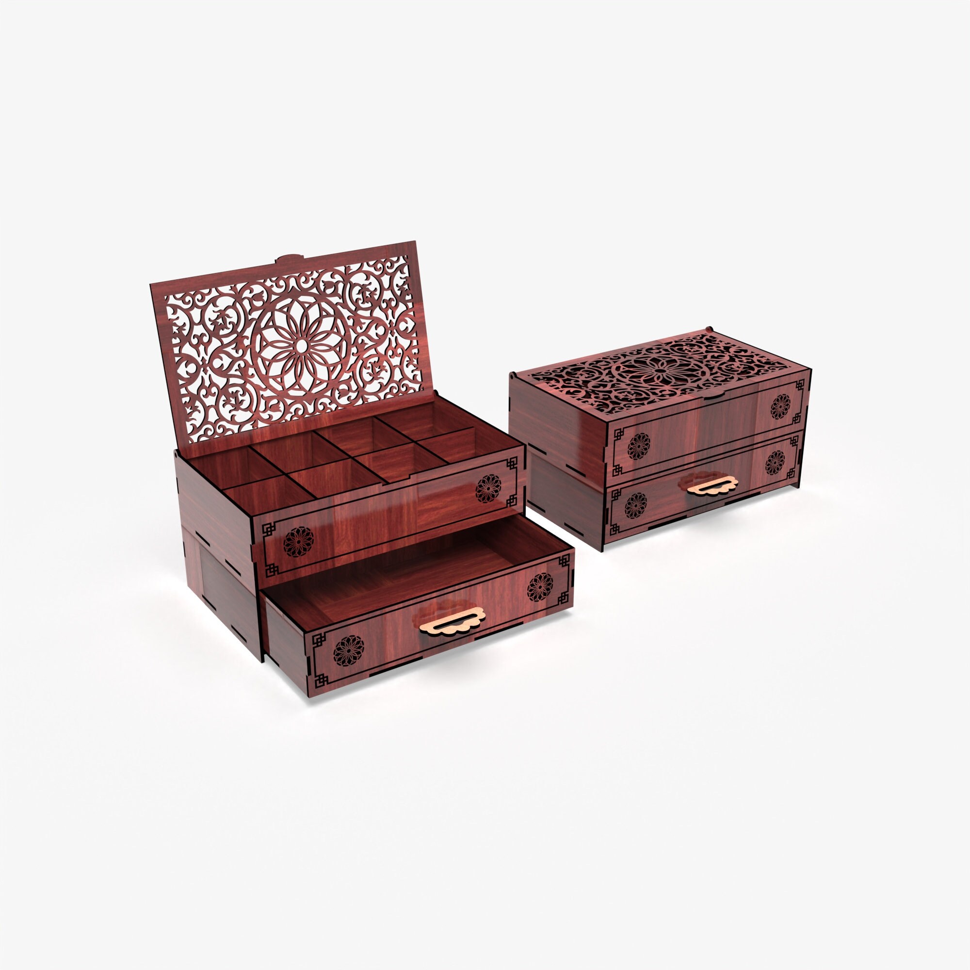 Chest of Drawers Laser Cut File, Desktop Organizer, Jewelry Box, Wooden ...
