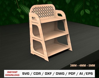 Display Stand Laser Cut File SVG, Decorative Shelf, Rack File Modern Shelf, Instant Download Dxf Ai Eps Pdf Glowforge File Digital