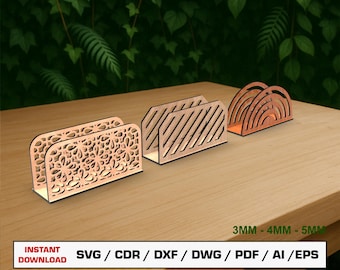 Napkin Holder Laser Cut File, Laser Cut Napkin Stand, SVG Files For Wood Laser Cutting   Glowforge cut files, Dxf files for laser