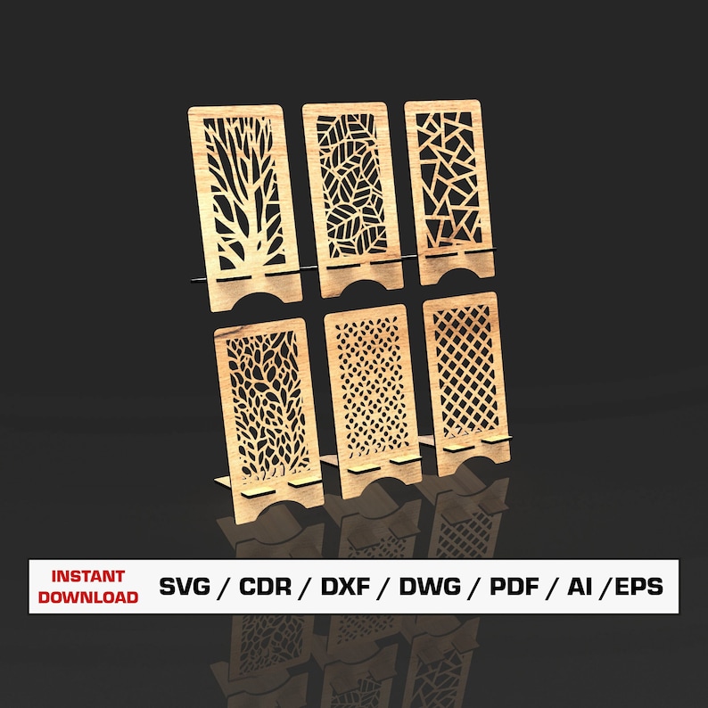 Phone stand laser cut file svg, glowforge file, xtool file