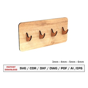 Sleutelhanger hanger laserbestanden SVG, lasergesneden sleutelhanger voor muur, sleutelhanger display, Glowforge gesneden bestanden, lasergesneden vector, dxf-bestanden