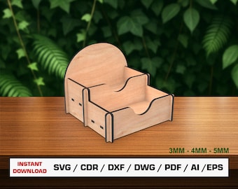 Business Card Holder Laser Cut File, Card Holder Laser Cut Files SVG,  Glowforge cut files, Laser cut vector, Dxf files for laser