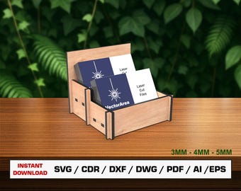 Business Card Holder Laser Cut File, Card Holder Laser Cut Files SVG,  Glowforge cut files, Laser cut vector, Dxf files for laser