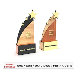 Award lasergesneden bestand, Award Cutting SVG-sjabloon, vectorbestanden voor hout Glowforge Cut-bestanden, Xtool-bestanden, DXF DWG