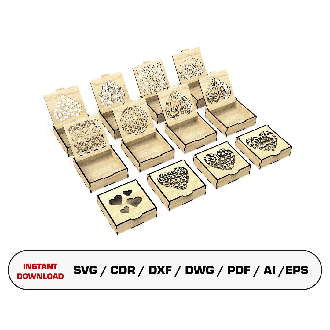 Decorative Jewelry Box Laser Cut Svg Files, Gift Box With Lid, Vector ...