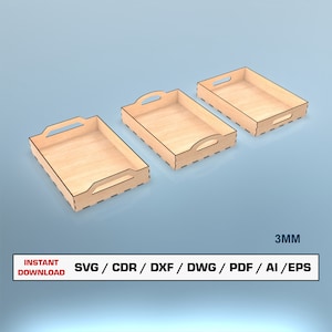 Houten lade lasergesneden bestand SVG, lade lasersnijden sjabloon, dienblad, Instant Download Dxf Ai Eps Pdf Glowforge-bestand digitaal