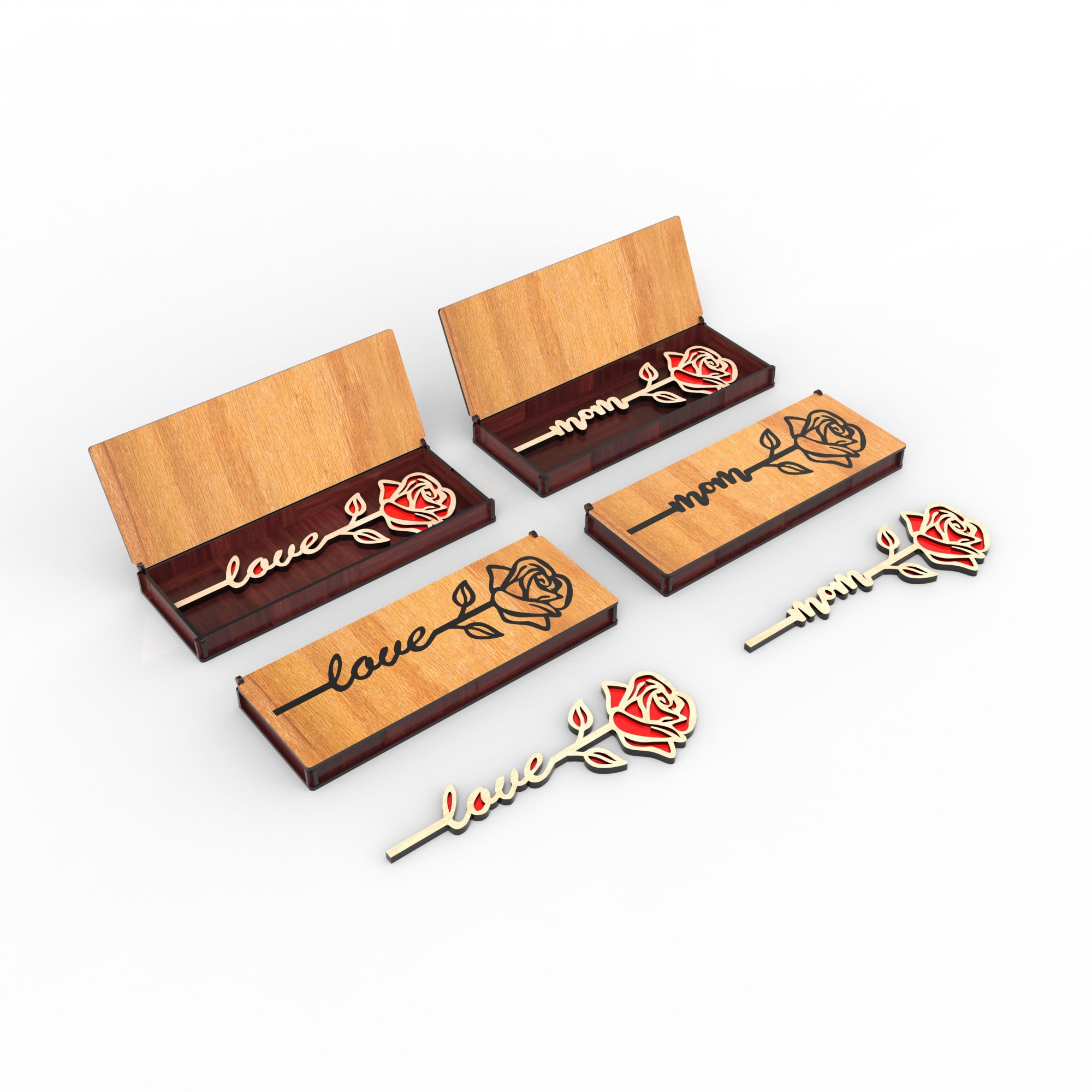 Boxed Flower Gift Laser Cut Files SVG, Rose, Mother Gift, Laser Cut ...