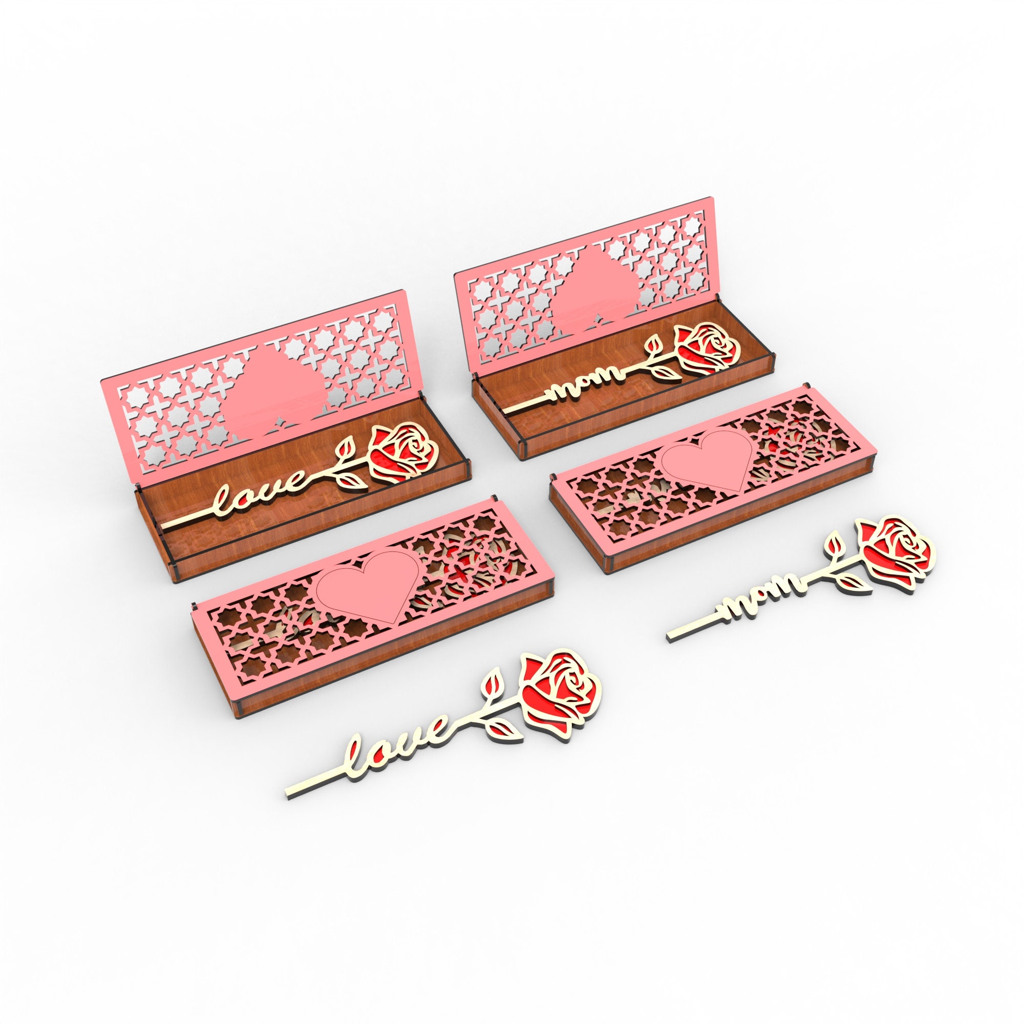 Boxed Flower Gift Laser Cut Files SVG, Rose, Mother Gift, Laser Cut ...