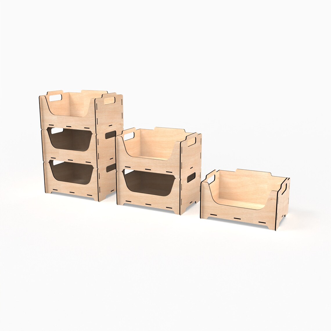 Stackable Storage Box Laser Cut Files, Stackable Wooden Crate, Wood Box ...