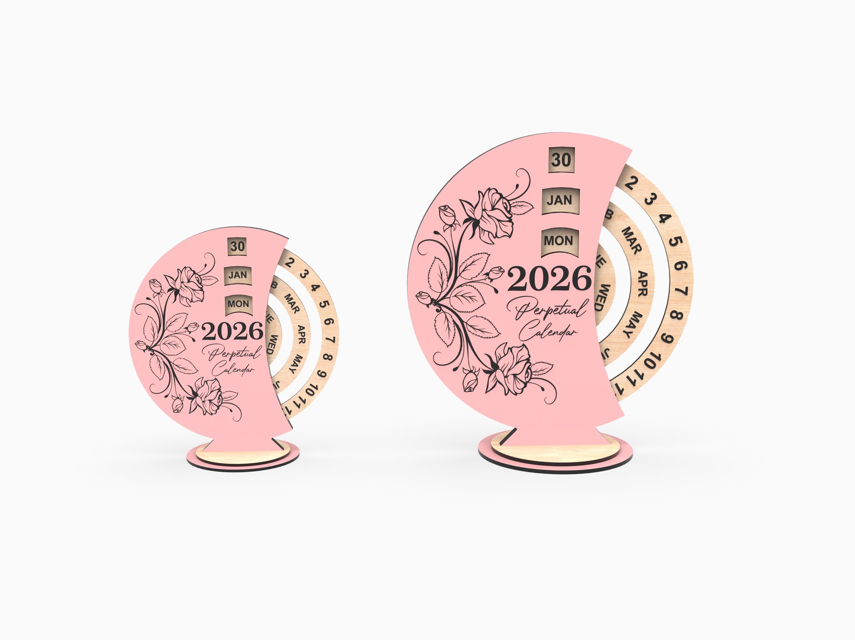 Perpetual Calendar Laser Cut File SVG, 2026 Desktop Calendar, Wood ...